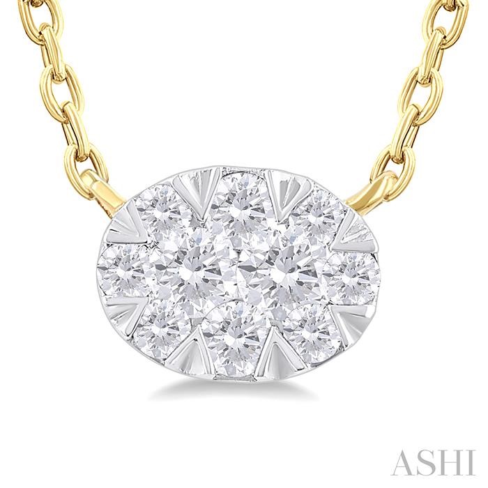 Oval Shape East-West Lovebright Petite Diamond Fashion Pendant