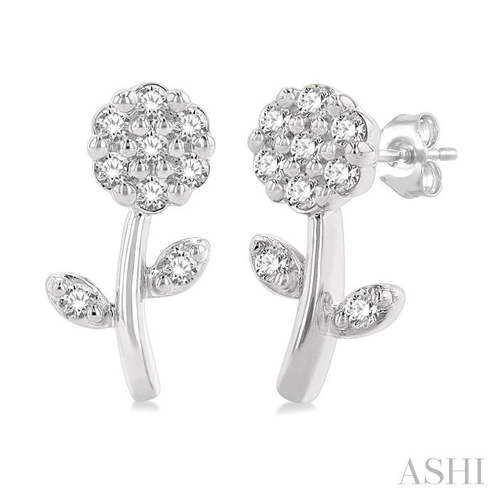 Floral Petite Diamond Fashion Earrings