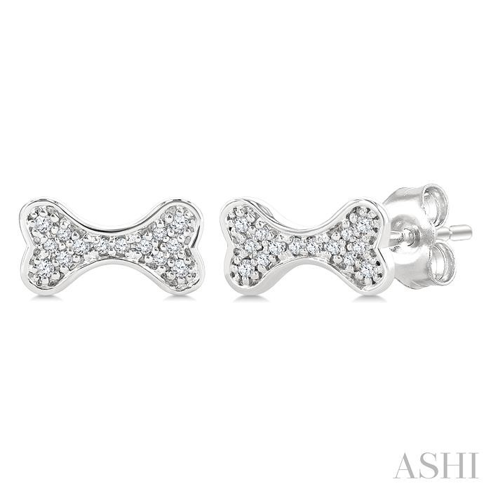 Dog Bone Petite Diamond Fashion Earrings