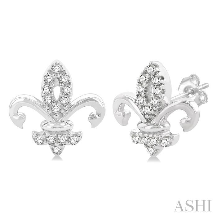 FLEUR DE LIS PETITE DIAMOND FASHION EARRINGS