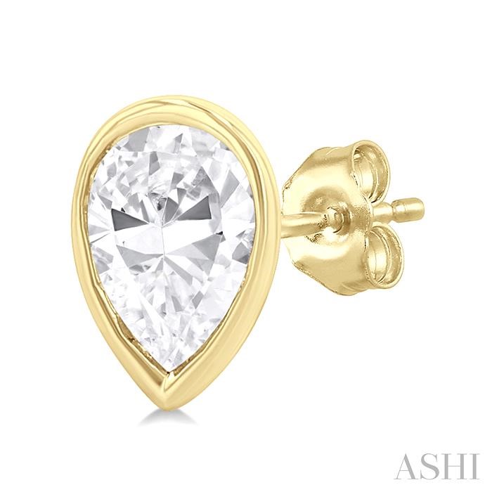 Pear Shape Bezel Set Petite Diamond Stud Earrings
