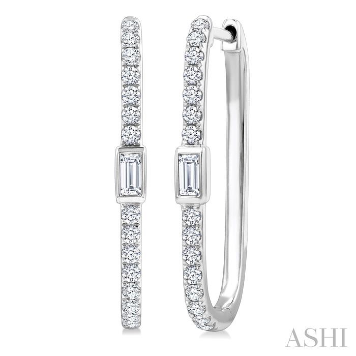 Rectangle Shape Diamond Fashion Hoop Earrings