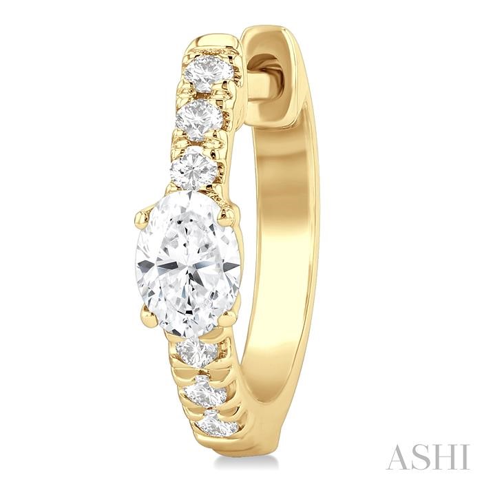 Oval Shape Petite Diamond Fashion Huggie Earrings