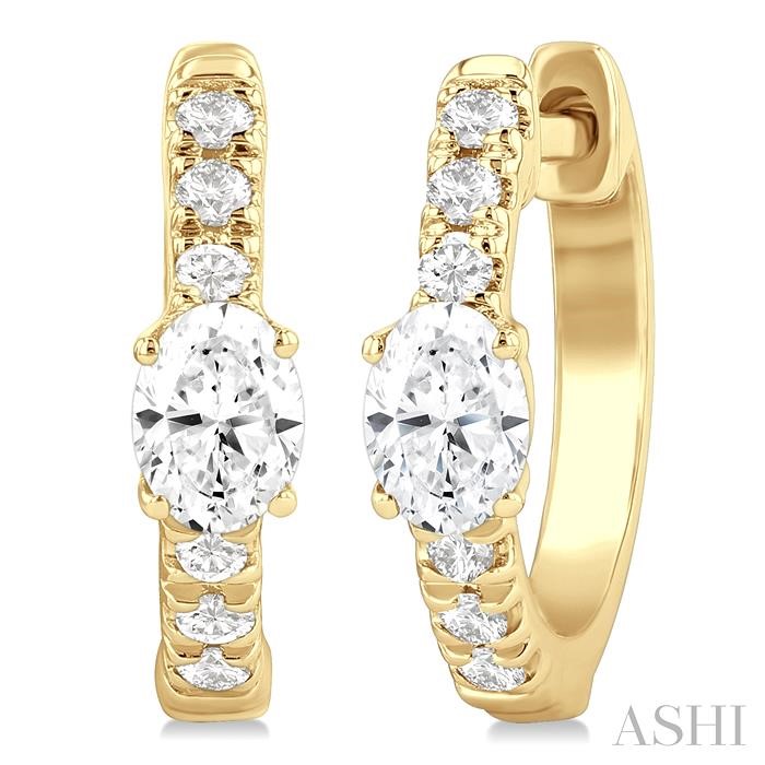 Oval Shape Petite Diamond Fashion Huggie Earrings