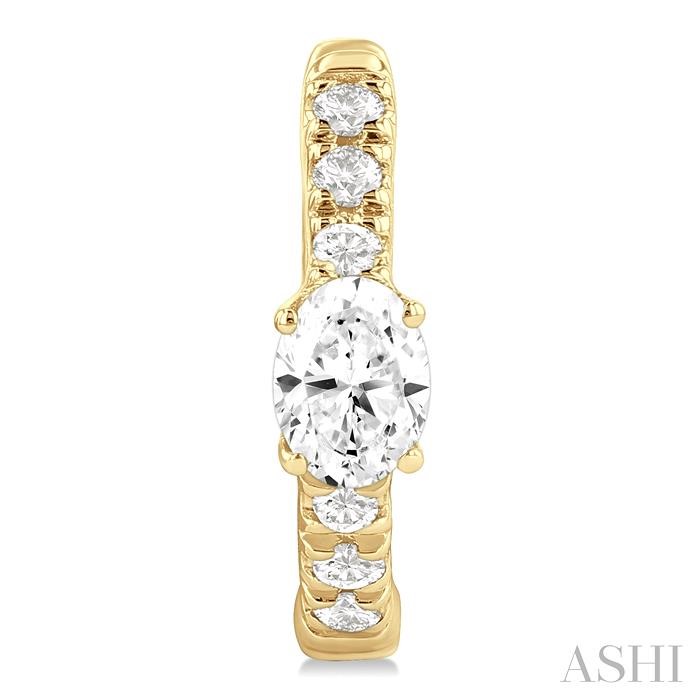 Oval Shape Petite Diamond Fashion Huggie Earrings