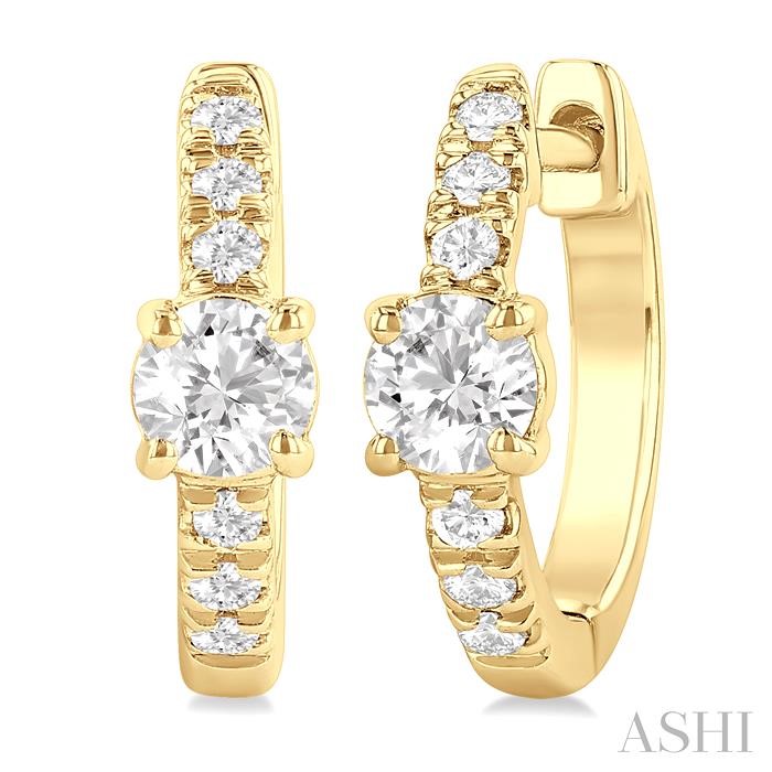 Round Shape Petite Diamond Fashion Huggie Earrings
