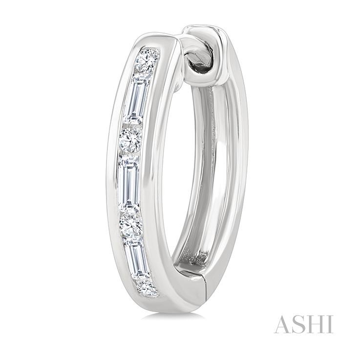 Channel Set Petite Diamond Huggie Fashion Earrings