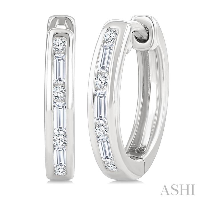 Channel Set Petite Diamond Huggie Fashion Earrings