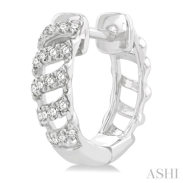 Swirl Petite Diamond Huggie Fashion Earrings