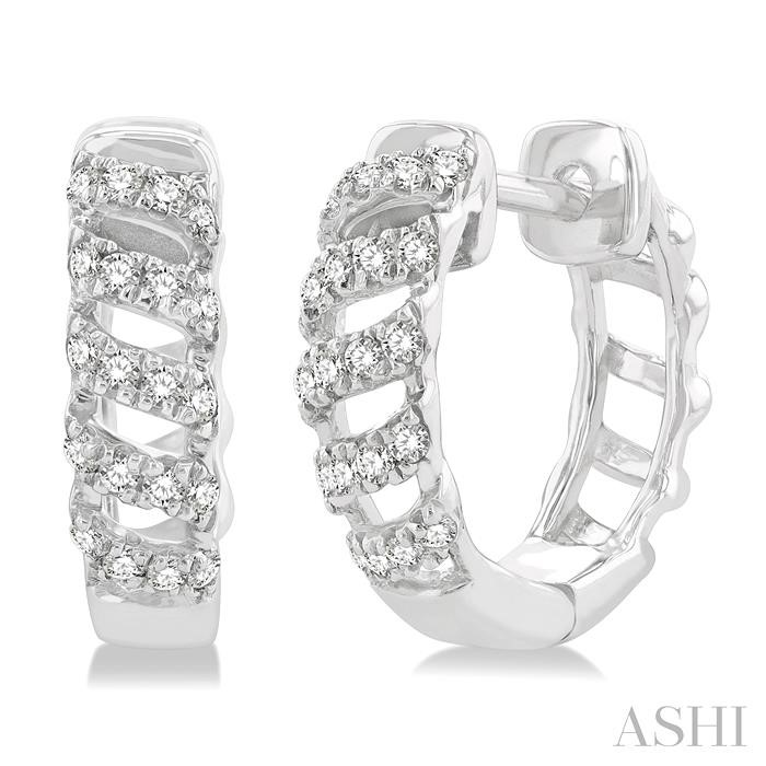Swirl Petite Diamond Huggie Fashion Earrings