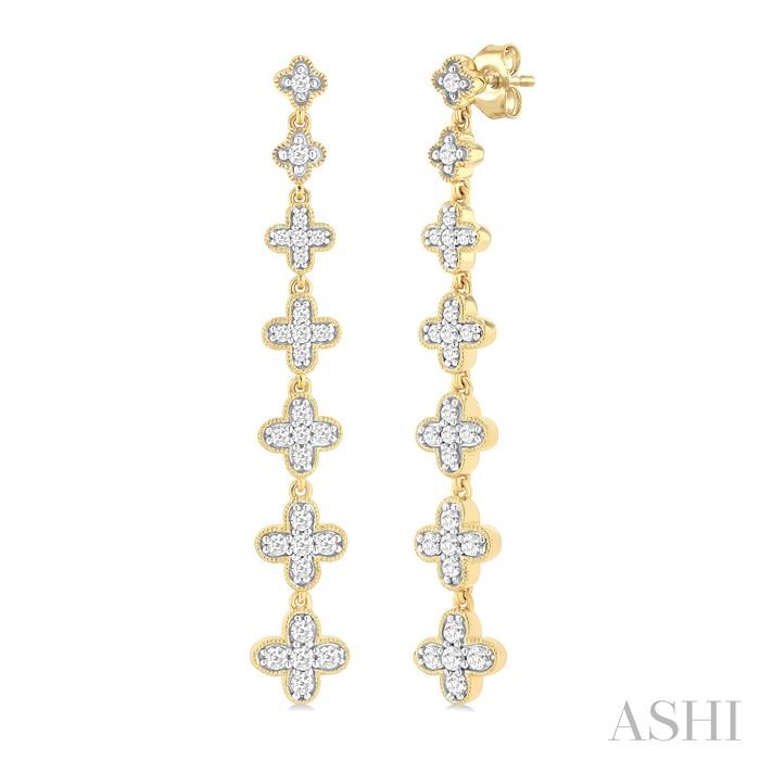 Graduated Clover Diamond Long Earrings