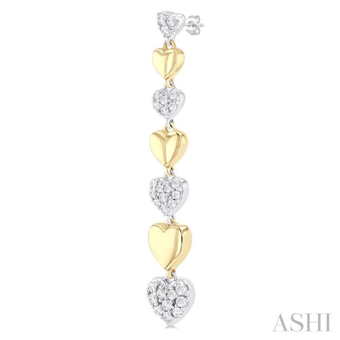 Puffed Heart Shape Diamond Long Earrings