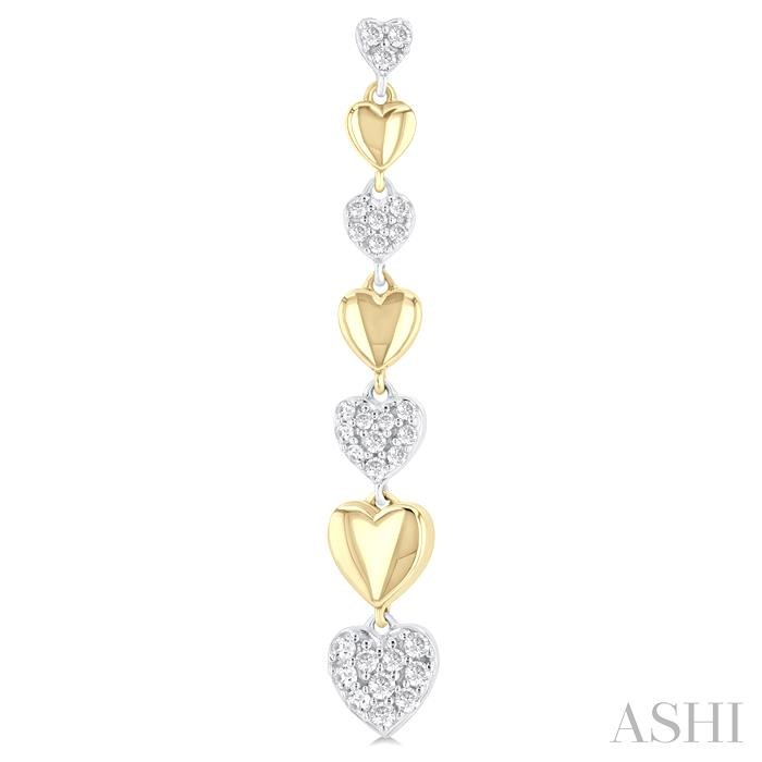 Puffed Heart Shape Diamond Long Earrings