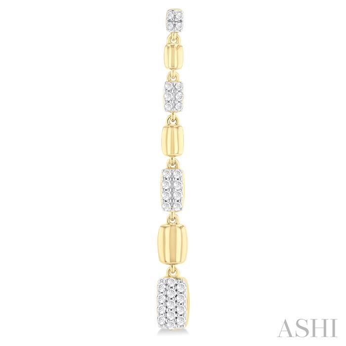 Puffed Rectangular Shape Diamond Long Earrings