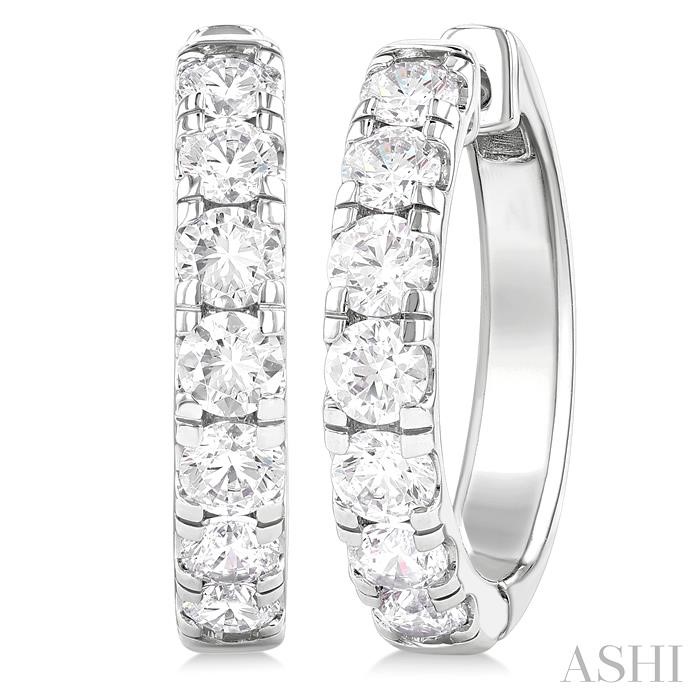 Round Shape Diamond Hoop Earrings