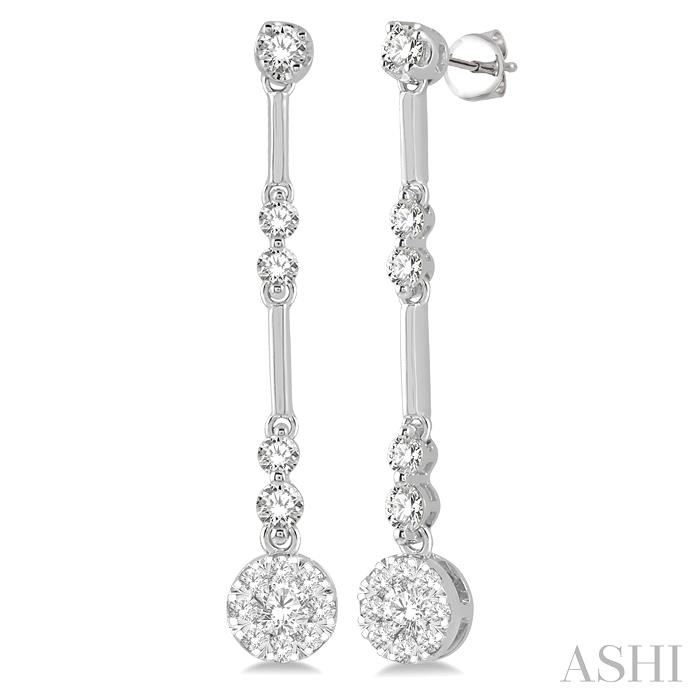 Round Shape Lovebright Diamond Long Earrings