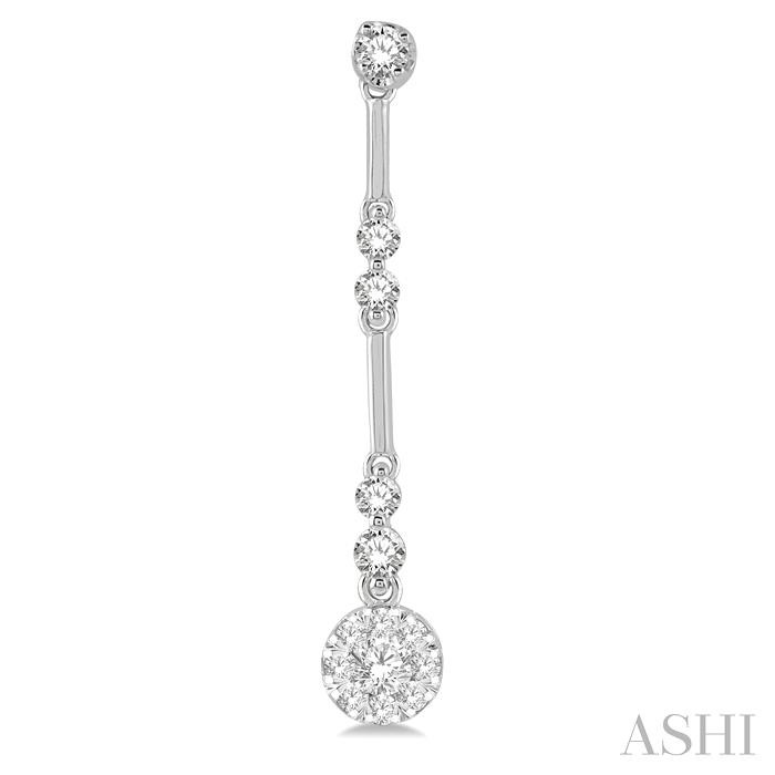 Round Shape Lovebright Diamond Long Earrings