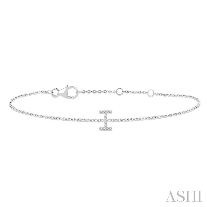 Block 'I' Initial Diamond Chain Bracelet