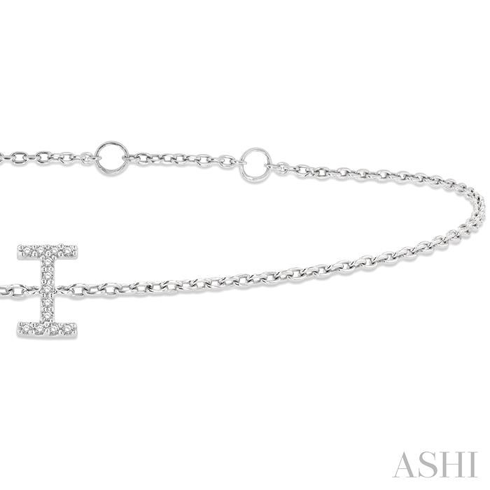 Block 'I' Initial Diamond Chain Bracelet