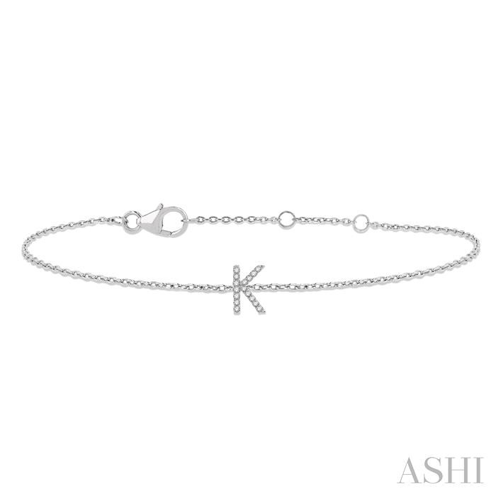 Block 'K' Initial Diamond Chain Bracelet