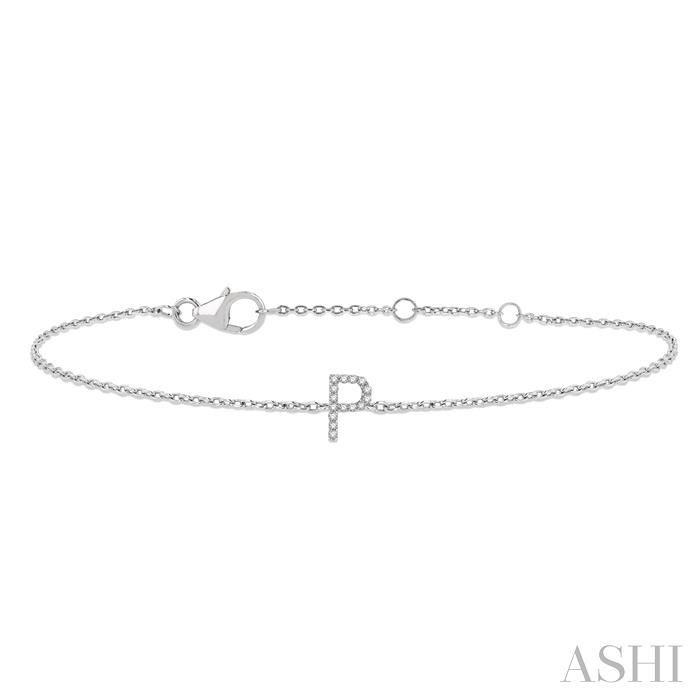 BLOCK 'P' INITIAL DIAMOND CHAIN BRACELET