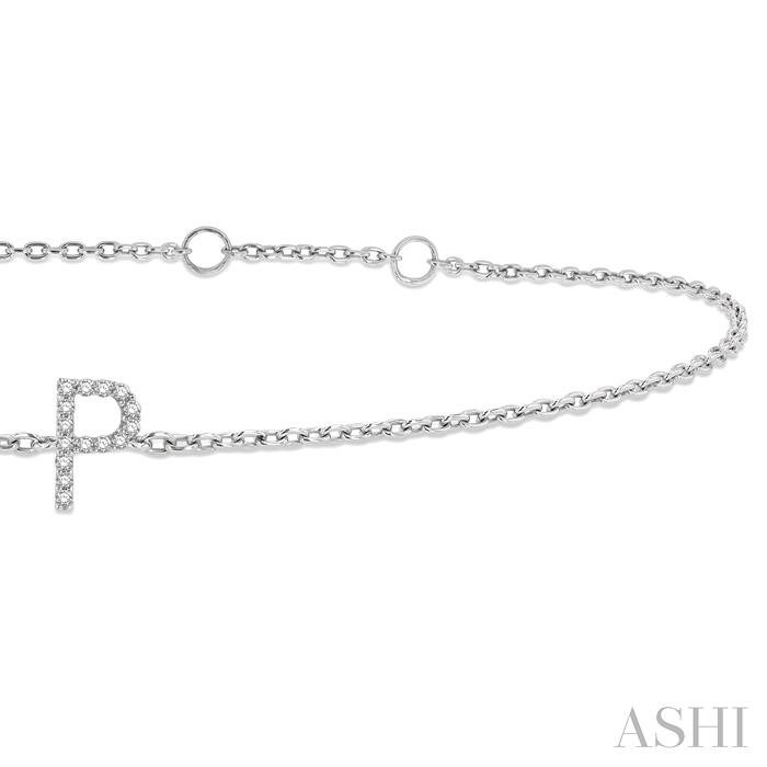 BLOCK 'P' INITIAL DIAMOND CHAIN BRACELET