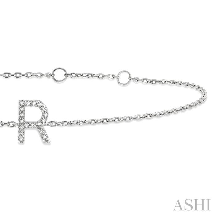 Block 'R' Initial Diamond Chain Bracelet