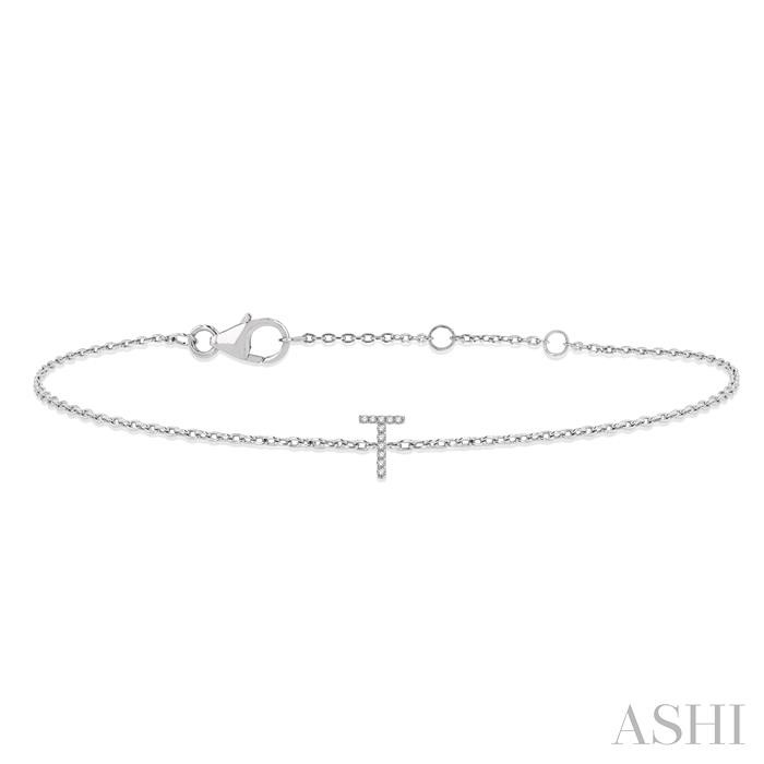 Block 'T' Initial Diamond Chain Bracelet