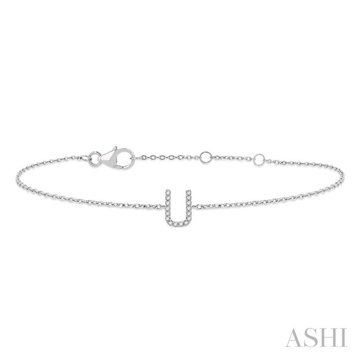 Block 'U' Initial Diamond Chain Bracelet