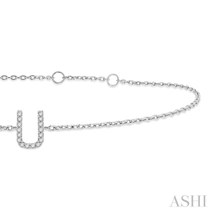 Block 'U' Initial Diamond Chain Bracelet