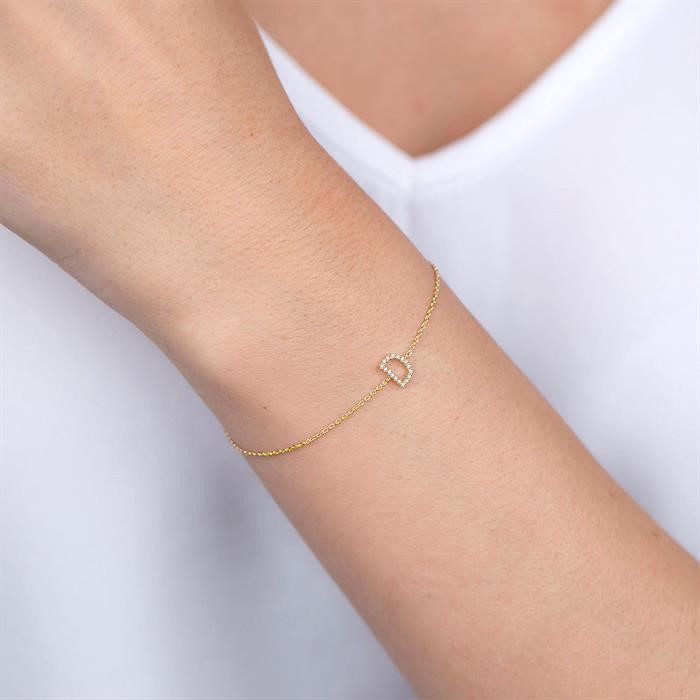 Block 'I' Initial Diamond Chain Bracelet