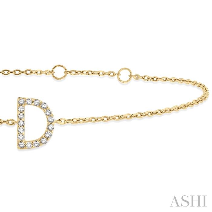 Block 'D' Initial Diamond Chain Bracelet