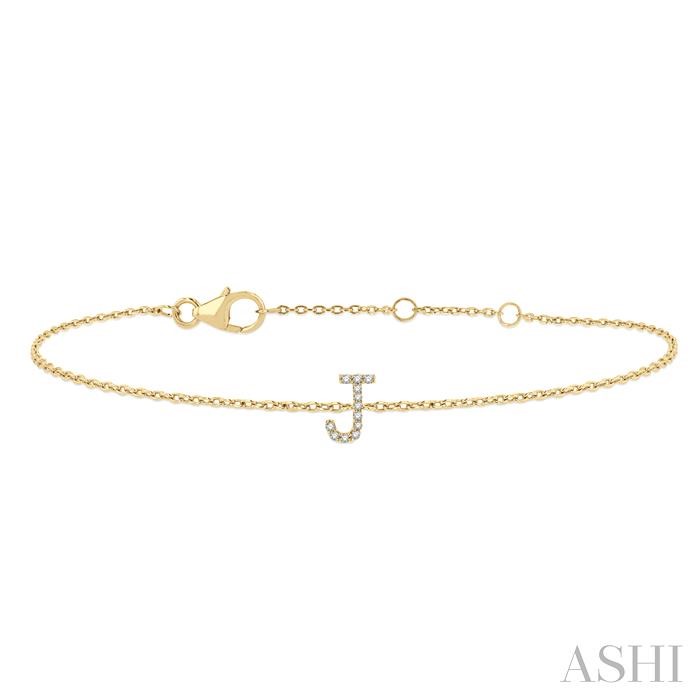 Block 'J' Initial Diamond Chain Bracelet