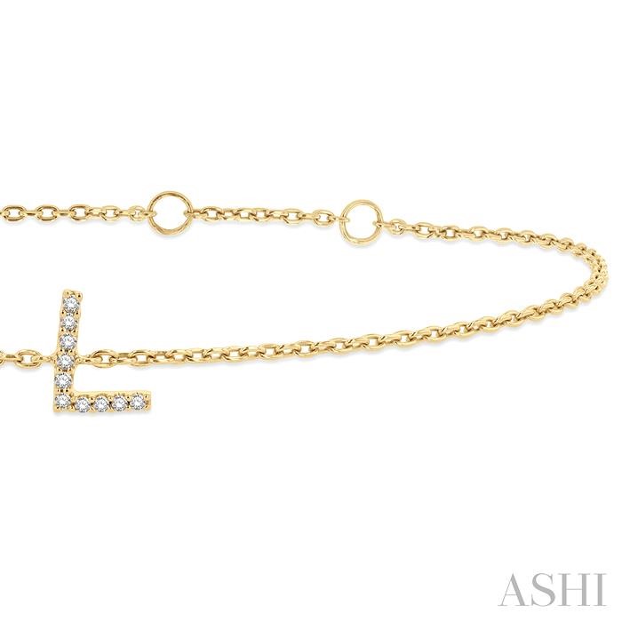 Block 'L' Initial Diamond Chain Bracelet