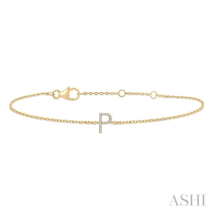 BLOCK 'P' INITIAL DIAMOND CHAIN BRACELET