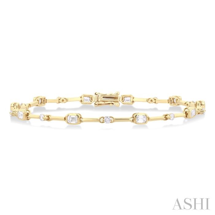 Emerald Shape Bezel Set Diamond Bracelet