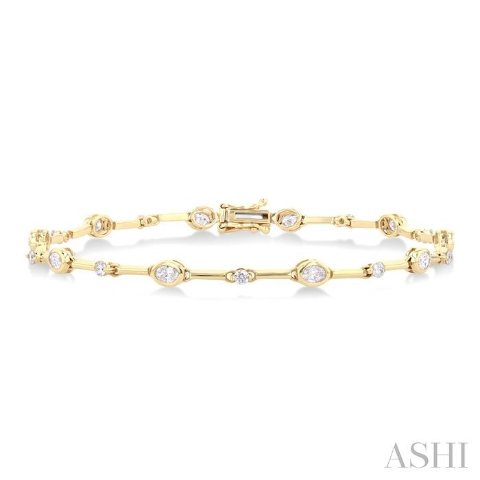 Oval Shape Bezel Set Diamond Bracelet