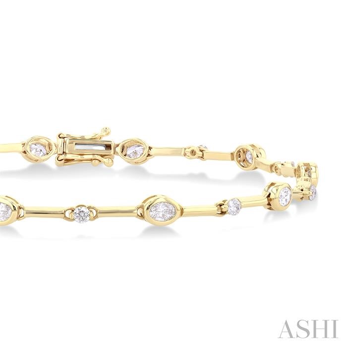 Oval Shape Bezel Set Diamond Bracelet