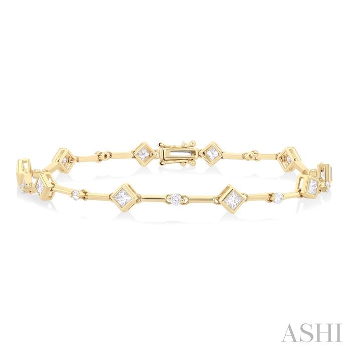 Princess Shape Bezel Set Diamond Bracelet