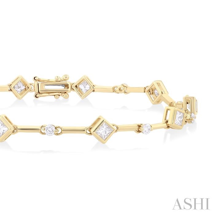 Princess Shape Bezel Set Diamond Bracelet