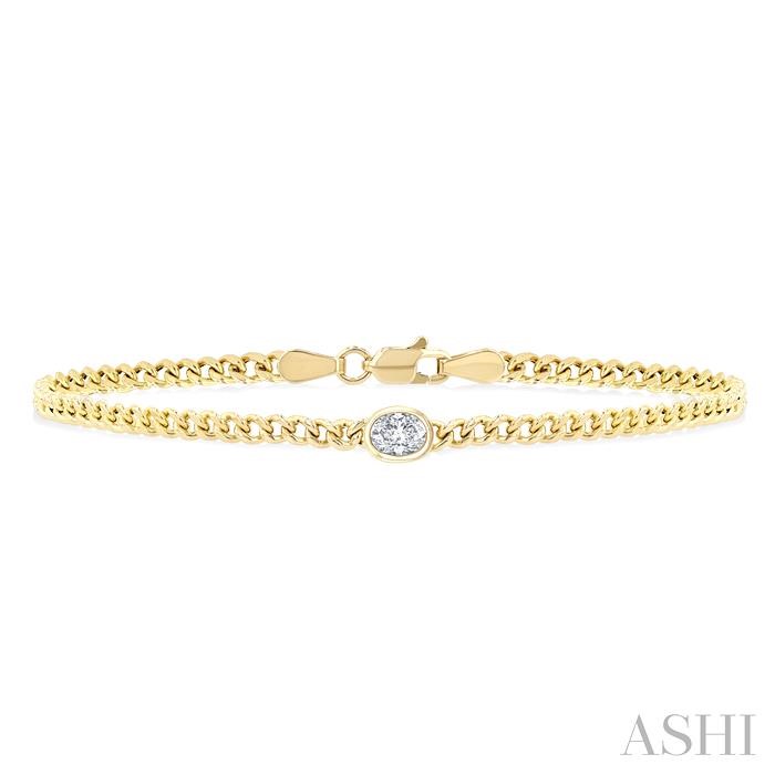 Oval Shape Curb Diamond Fashion Bracelet