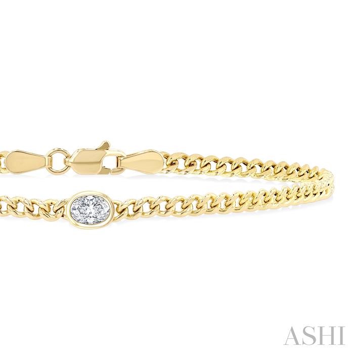 Oval Shape Curb Diamond Fashion Bracelet