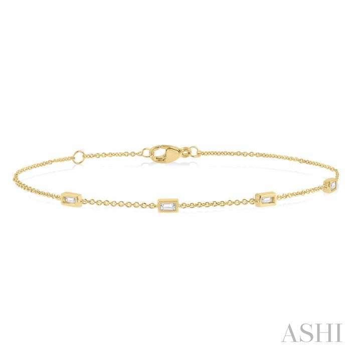 Petite Baguette Diamond Station Fashion Chain Bracelet