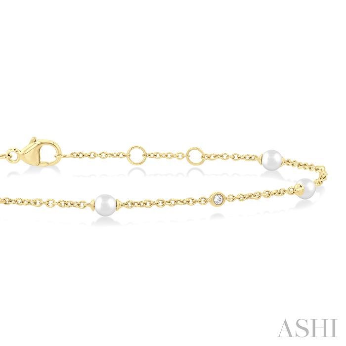 Pearl & Diamond Station Chain Bracelet