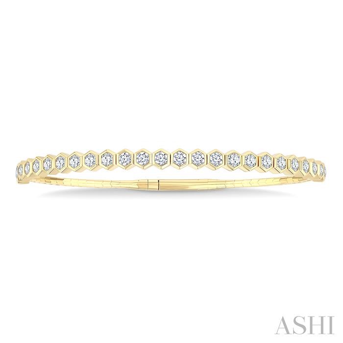 Hexagon Shape Diamond Straight Flex Bangle