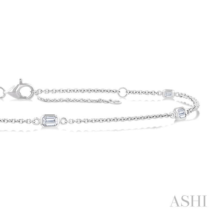 Emerald Shape Chain Station Diamond Bracelet