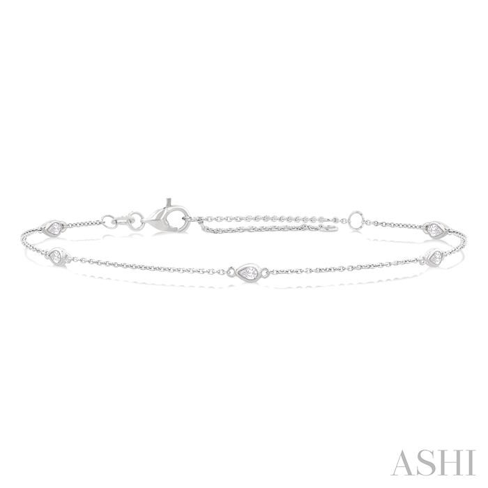 Pear Shape Chain Station Diamond Bracelet