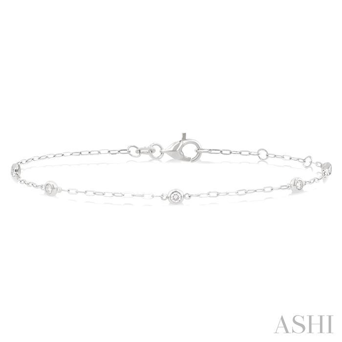 Round Shape Paperclip Diamond Station Bracelet