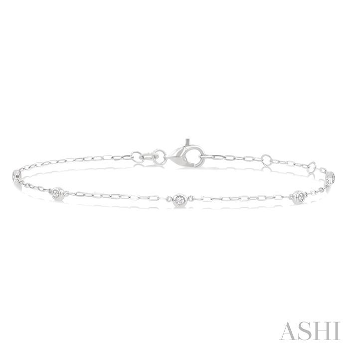 Round Shape Paperclip Diamond Station Bracelet