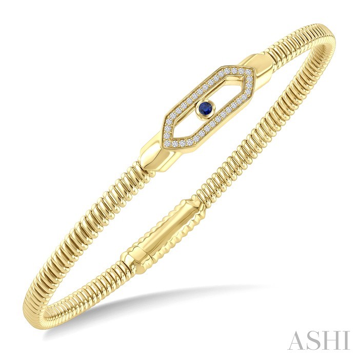 Hexagon Shape Gemstone & Diamond Fashion Flex Bangle
